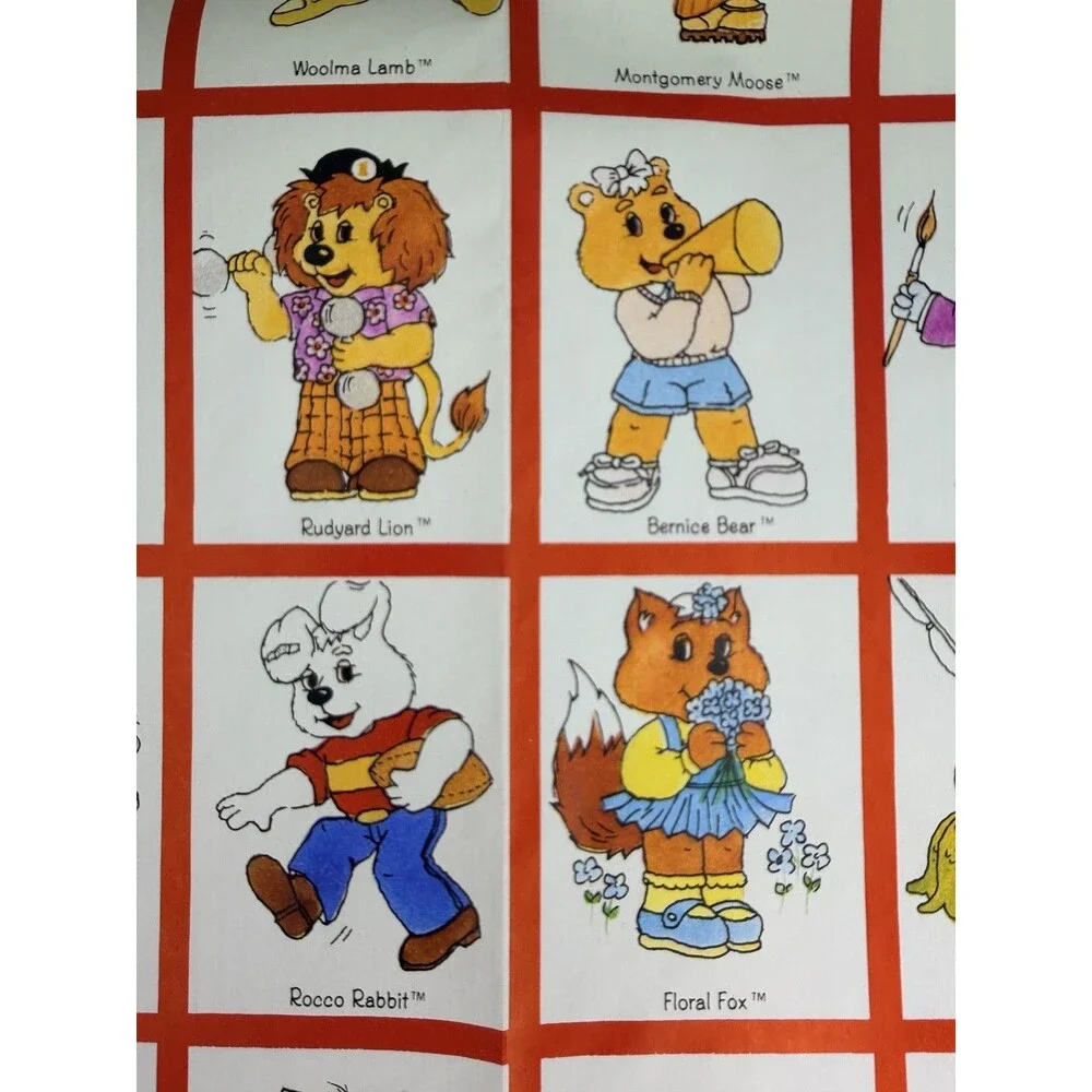 Vtg 1984 American Greetings Get Along Gang Animal Characters New Gift Wrap
